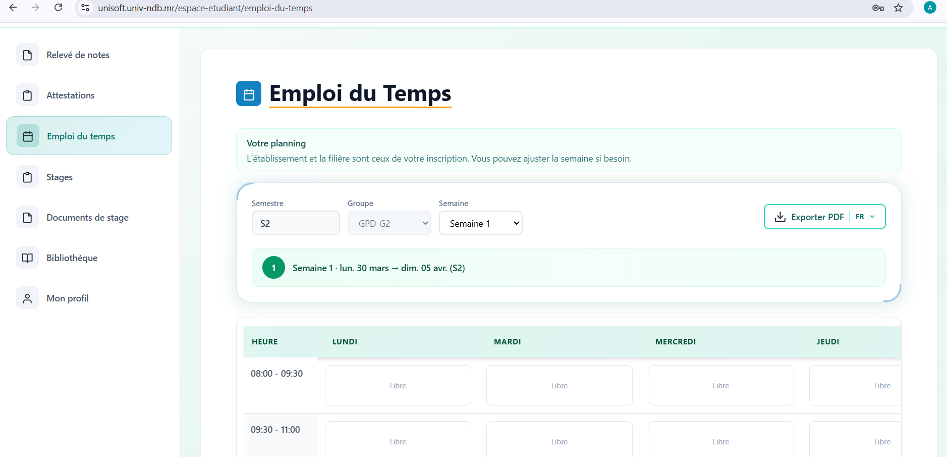 Comment consulter mon emploi du temps ?