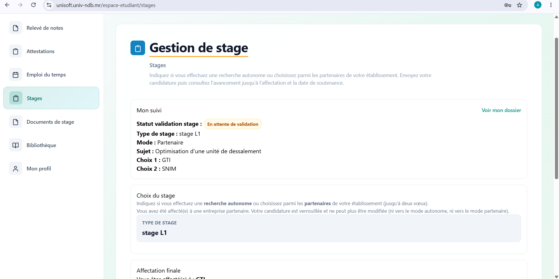 Comment accéder au service des stages ?